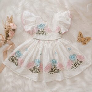 Little Petals Blossom White Frock
